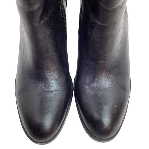 Lauren Ralph Lauren Genna Leather Ankle Boots Womens 7B Black Side Zipper & Buck - Picture 6 of 14